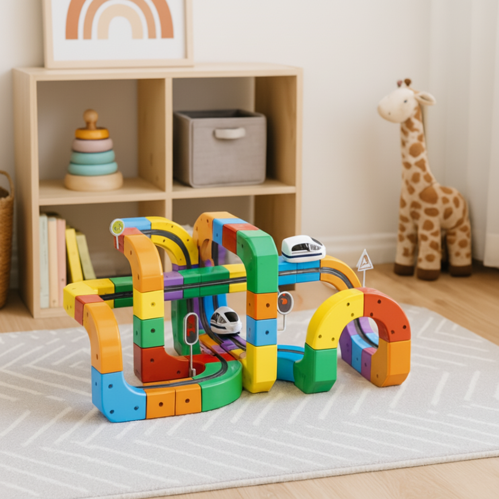 Stackable Modular Construction Blocks Marble Run Track Toy Set