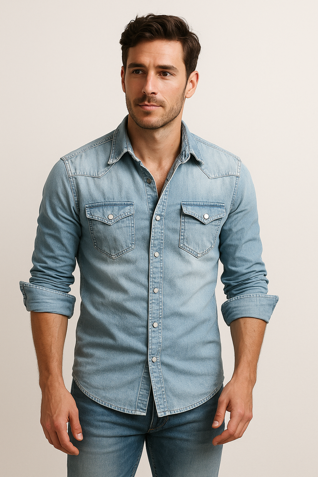 Men's Denim Shirt Casual 0