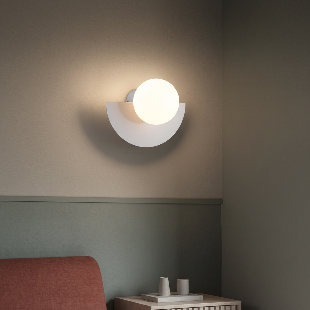 Crescent Shaped Metal Housing Minimalist Ambient Wall Light