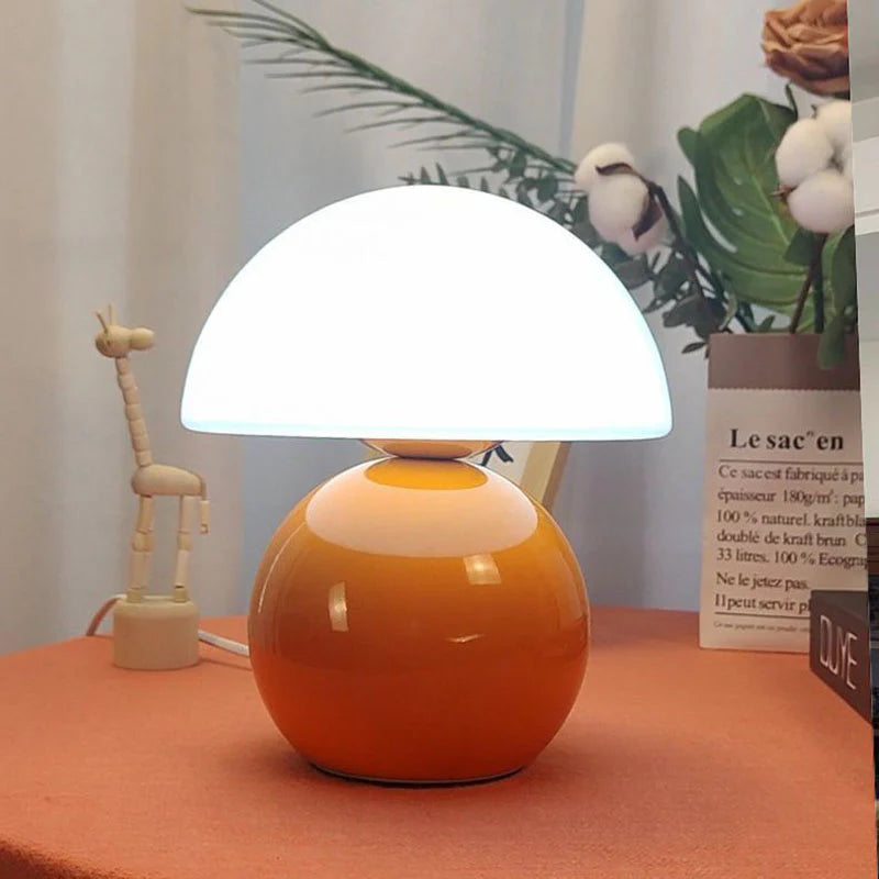 Mid-Century Modern Curved Dome Rounded Base Compact Table Lamp