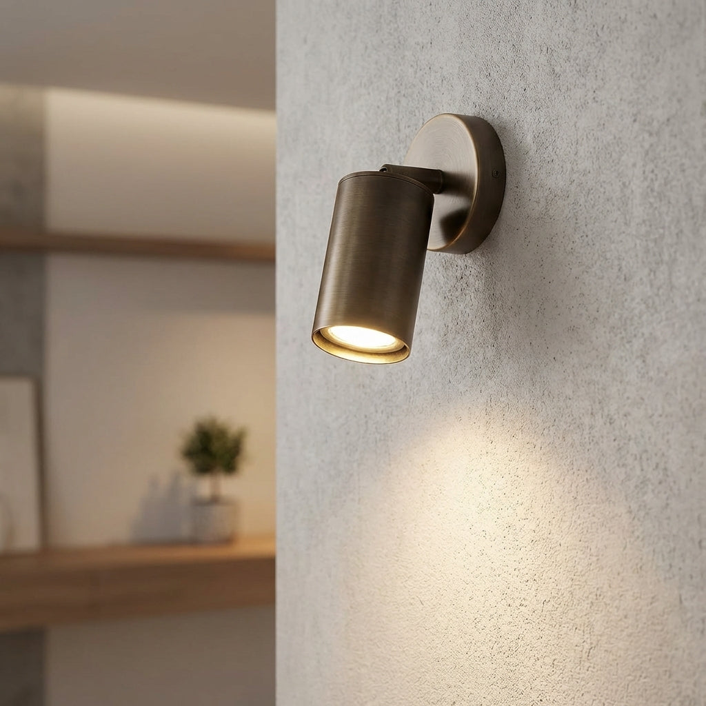 Minimalist Cylindrical Metal Low Profile Wall Light