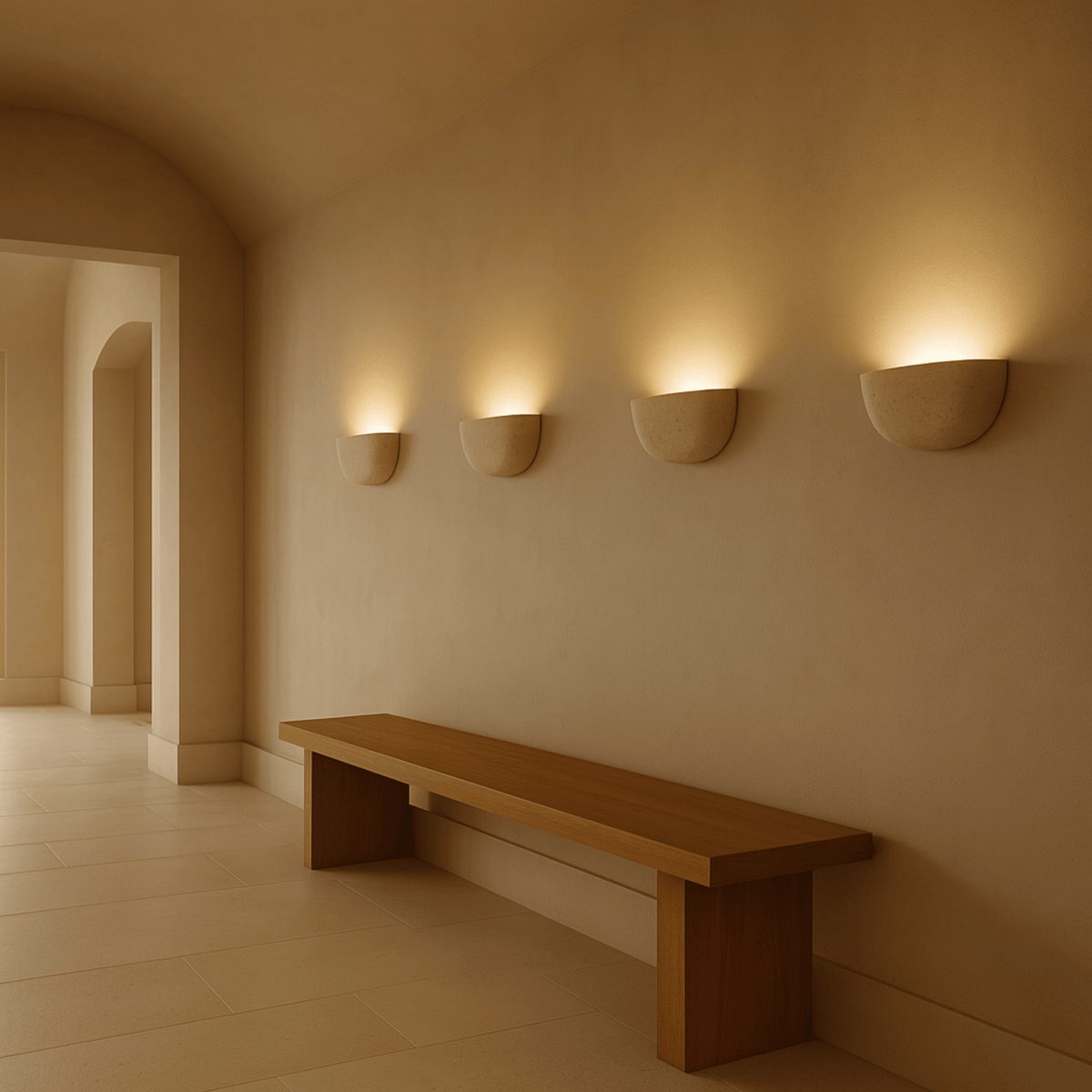 Minimalist Half Bowl Textured Plaster Finish Wall Light