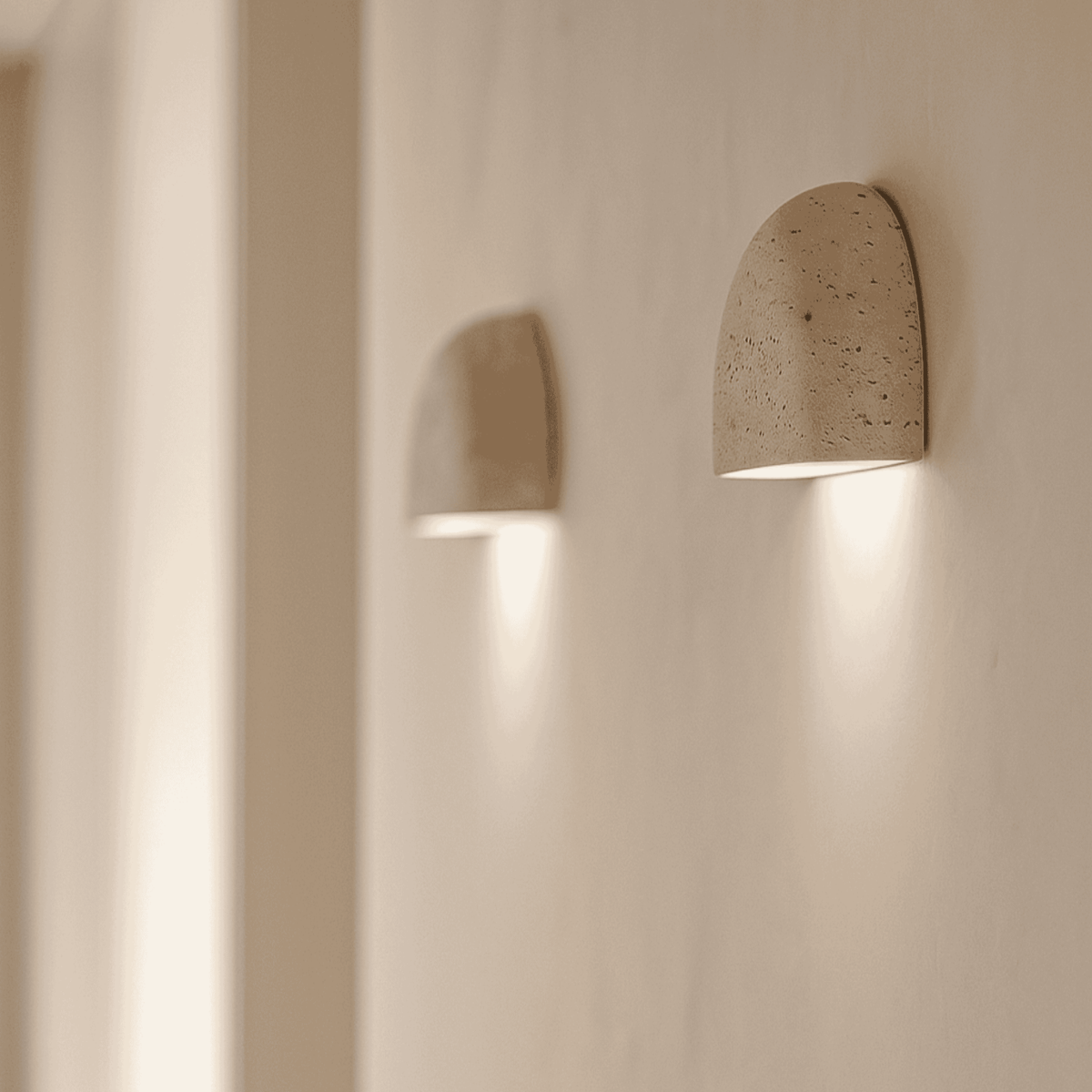 Minimalist Half Bowl Textured Plaster Finish Wall Light