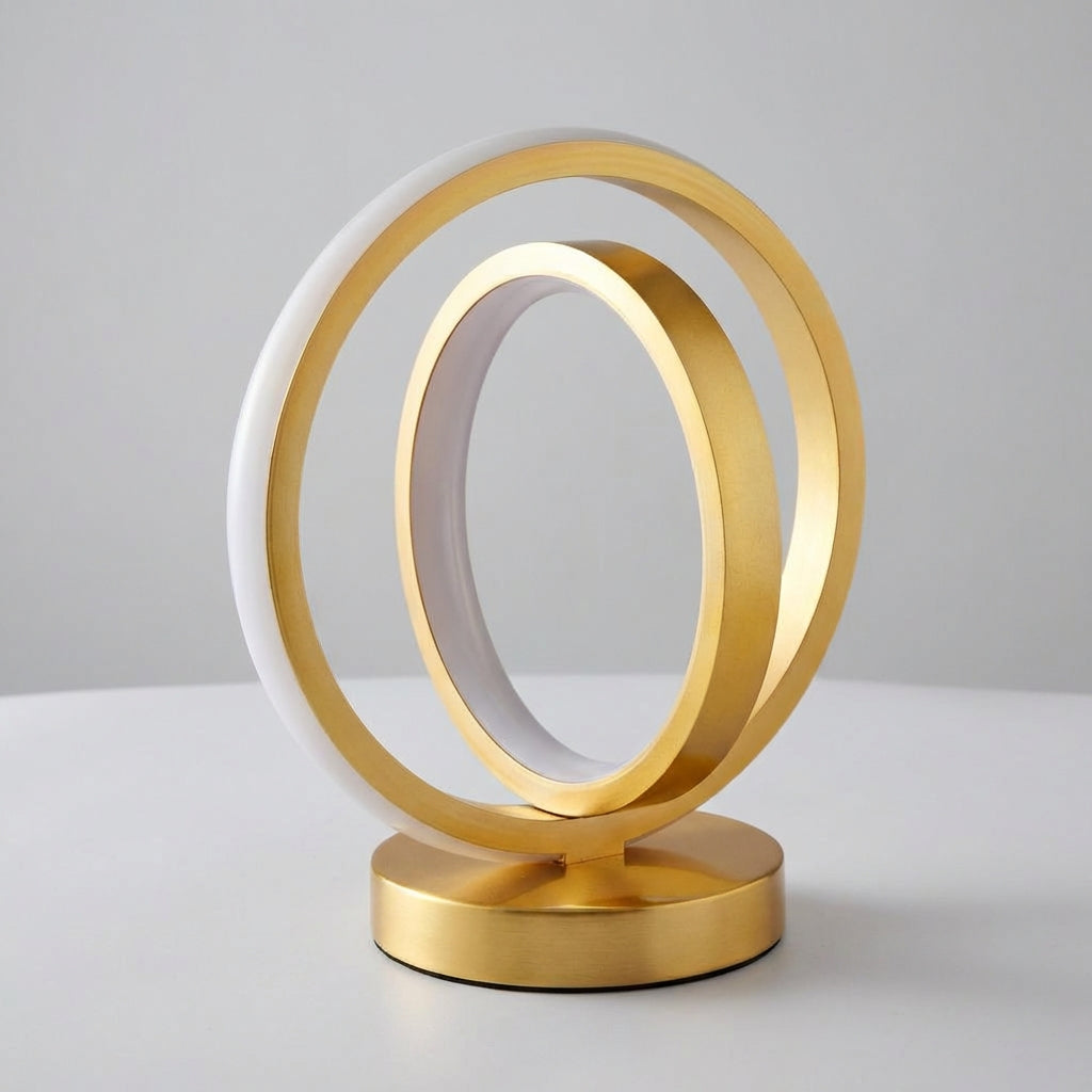 Circular Ring Silhouette Dimmable Compact Base USB Table Lamp