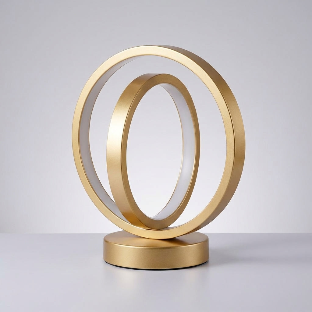 Circular Ring Silhouette Dimmable Compact Base USB Table Lamp