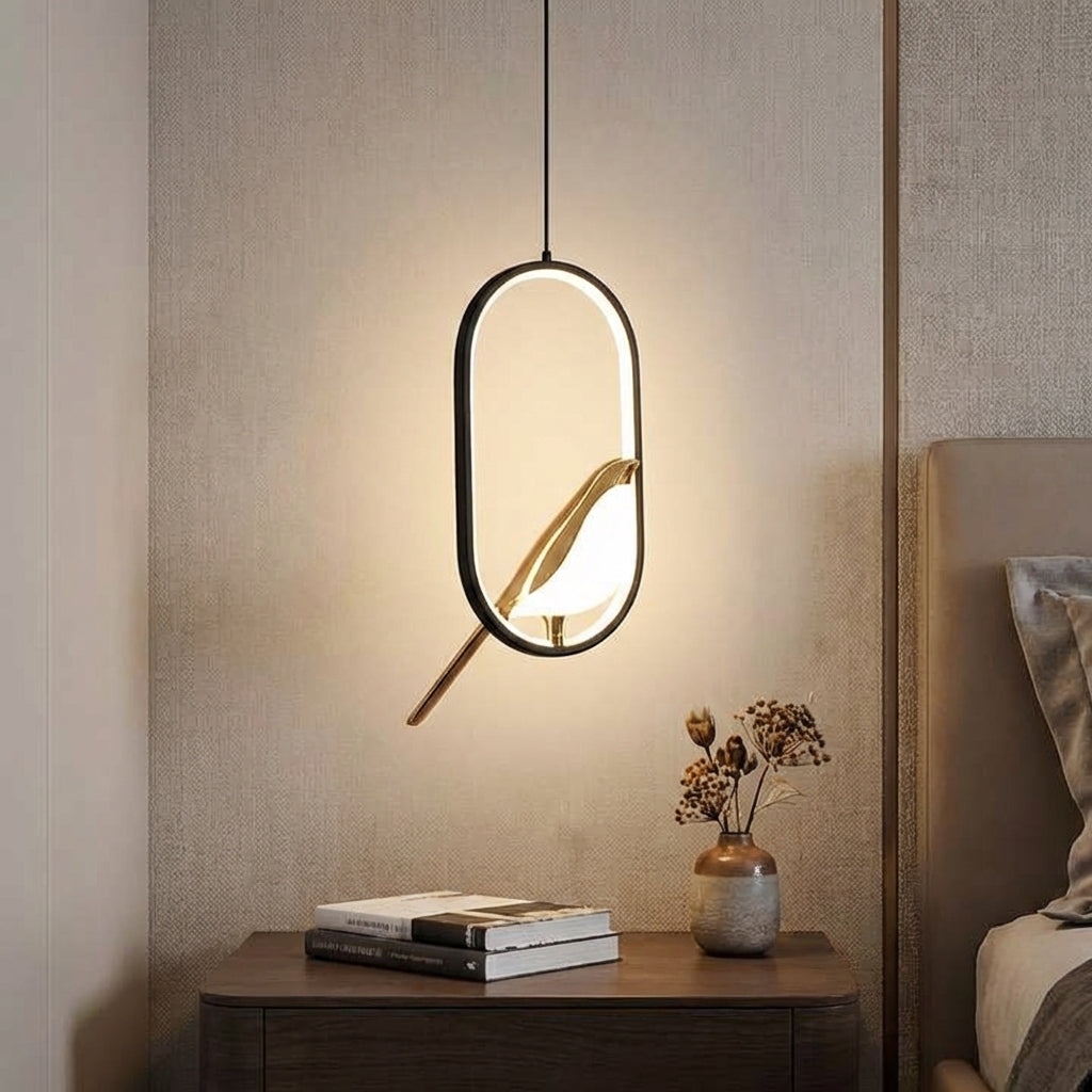 Sculptural Oval Silhouette Adjustable Suspension Minimalist Pendant Light