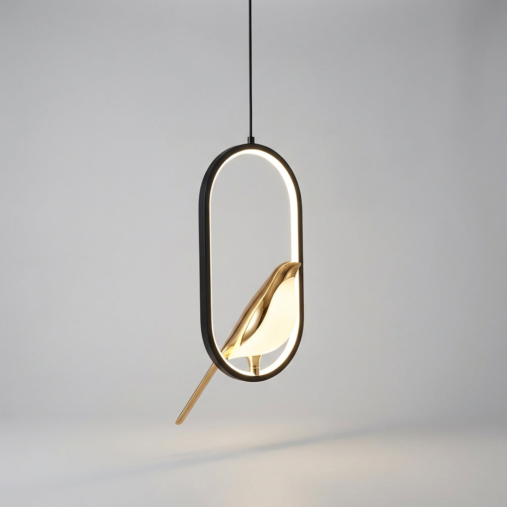 Sculptural Oval Silhouette Adjustable Suspension Minimalist Pendant Light