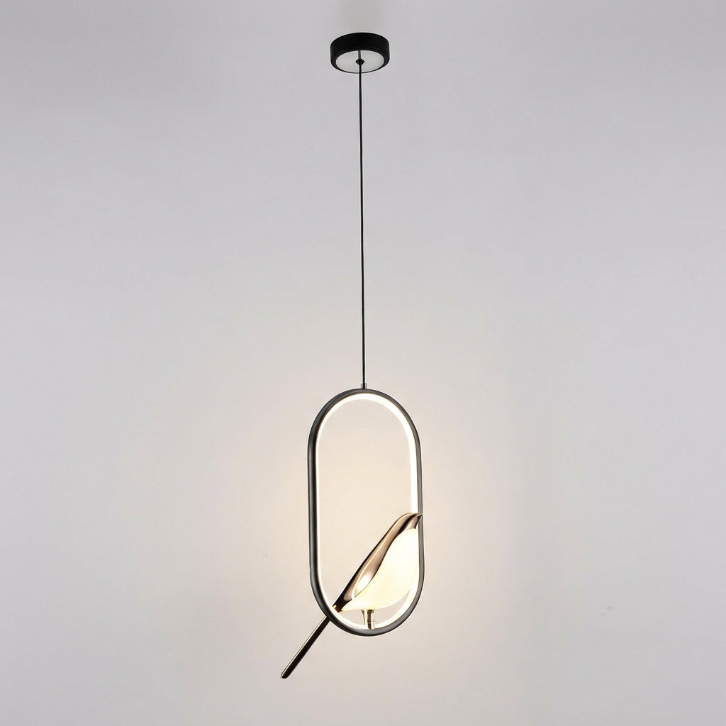 Sculptural Oval Silhouette Adjustable Suspension Minimalist Pendant Light