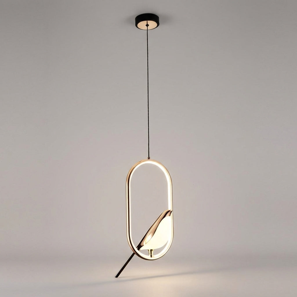 Sculptural Oval Silhouette Adjustable Suspension Minimalist Pendant Light