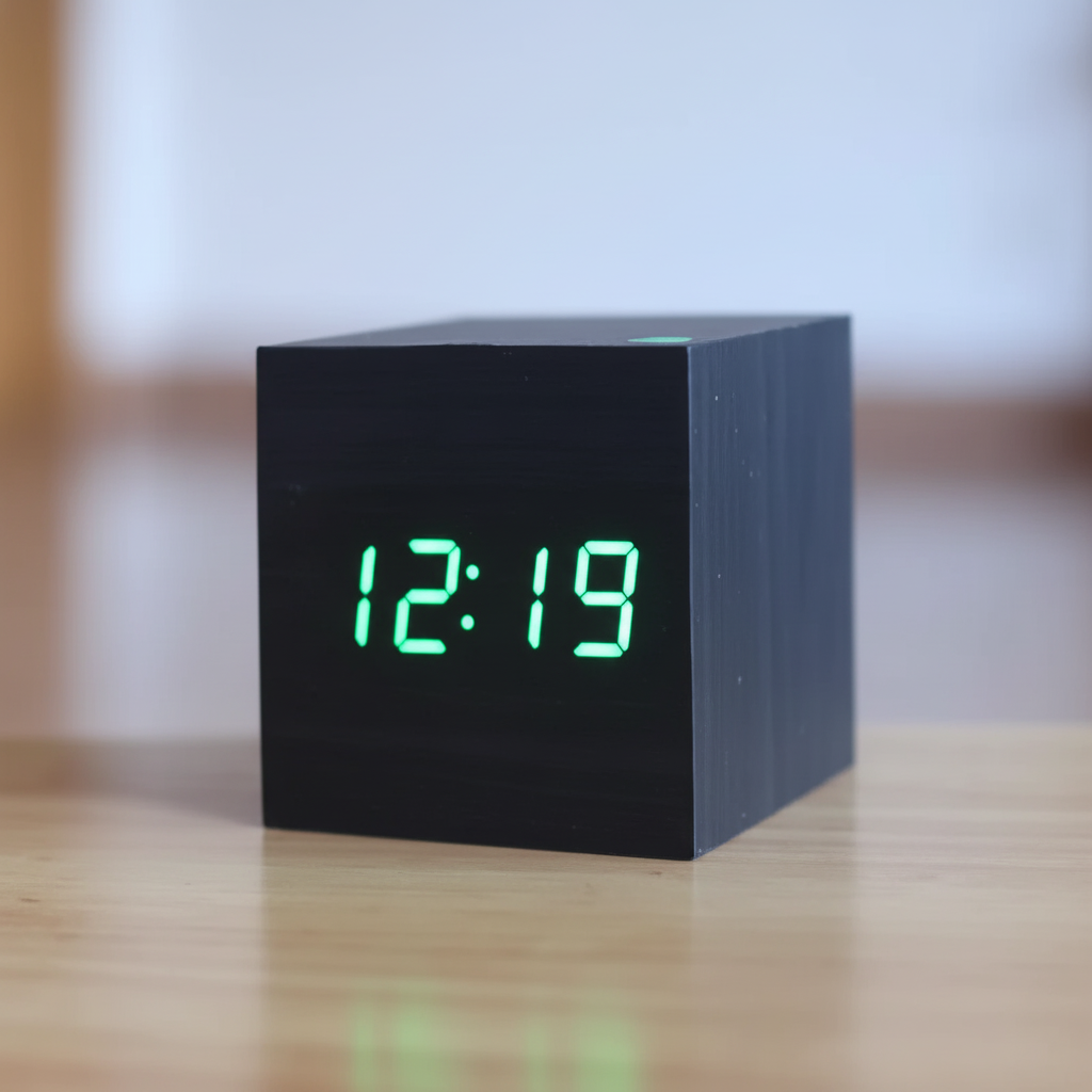 Wood Finish Minimalist Digital Desk Alarm Clock