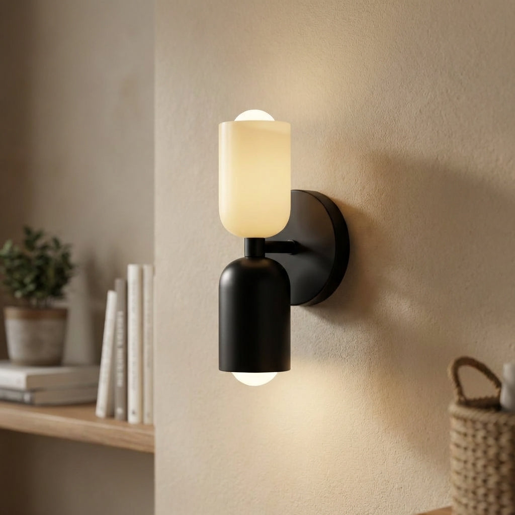 Geometric Metal Frosted Glass Compact Space Saving Wall Light