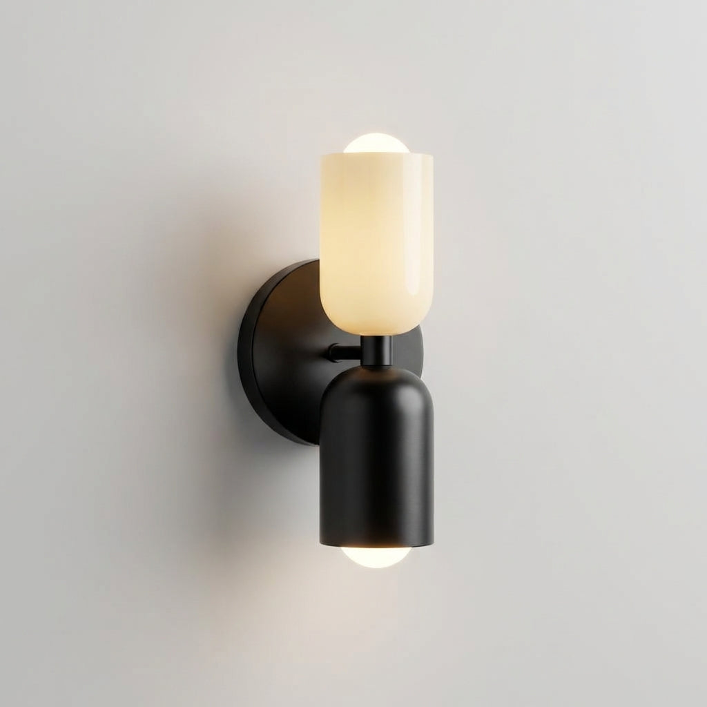 Geometric Metal Frosted Glass Compact Space Saving Wall Light