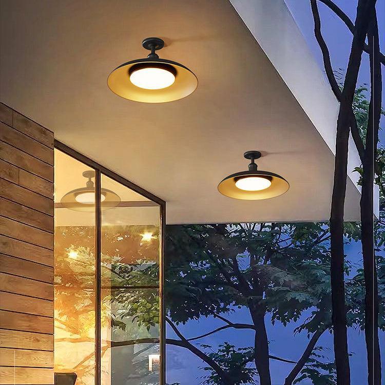 Waterproof Carbonized Steel Semi Flush Mount Outdoor Ceiling Light