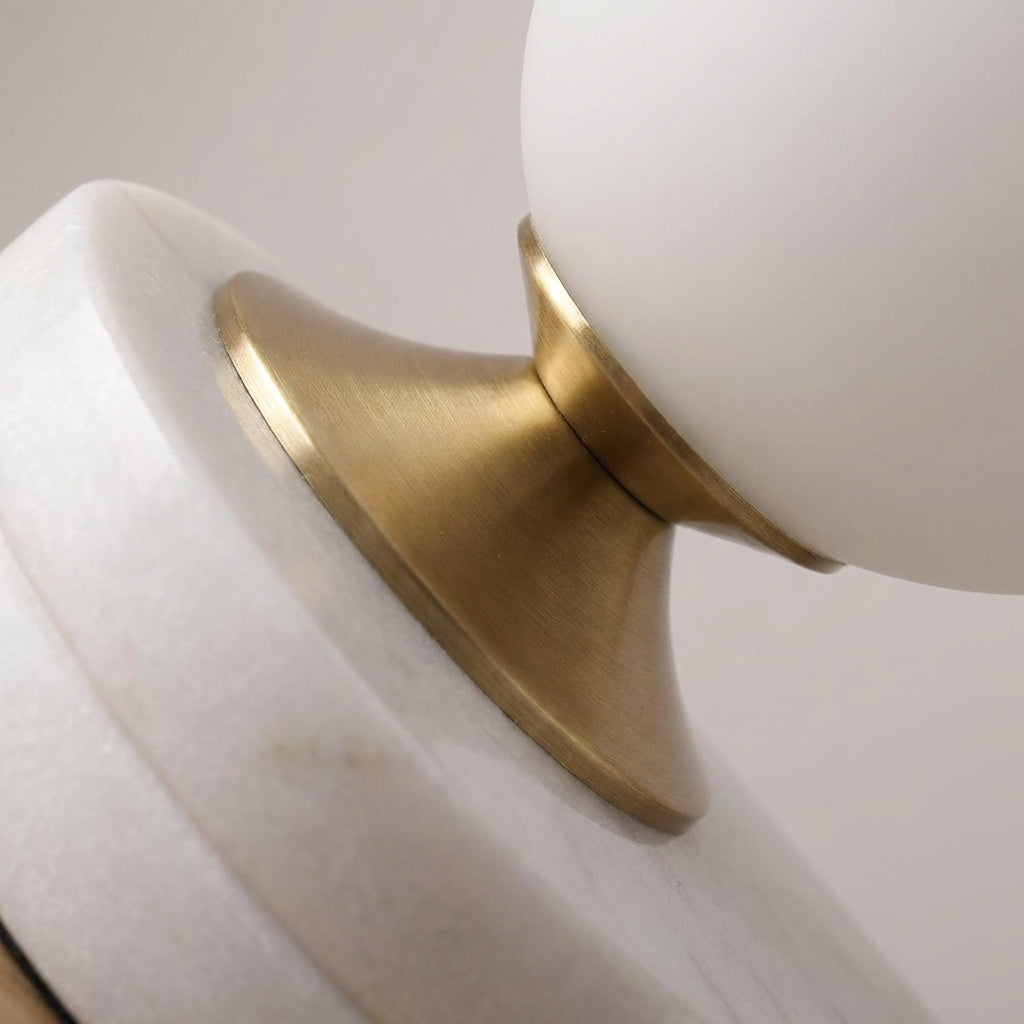 Rounded Glass Shade Curved Metal Stem Table Lamp