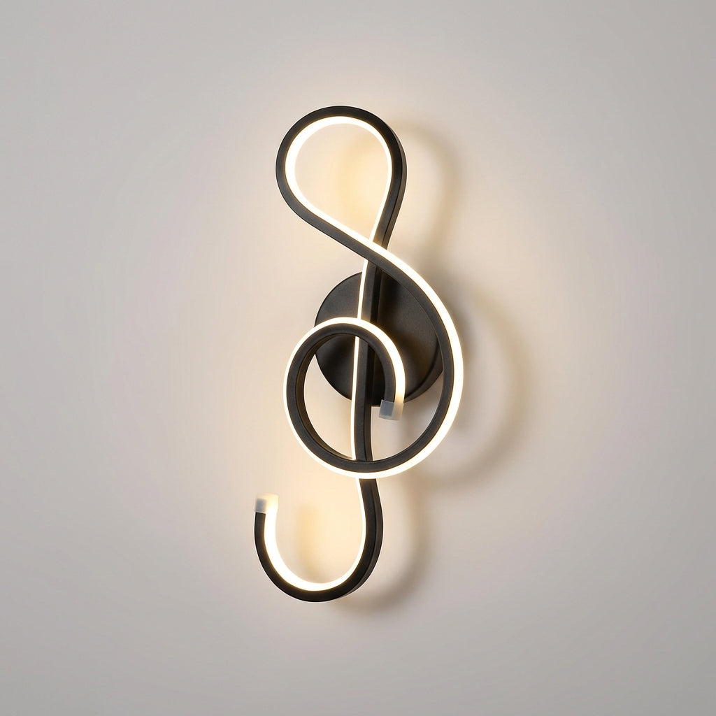 Sculptural Treble Clef Silhouette Aluminum Acrylic Dimmable Wall Light
