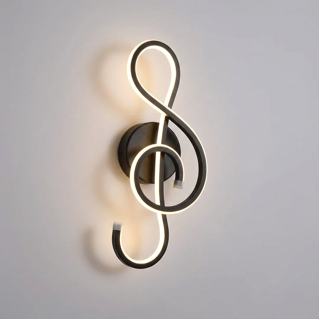 Sculptural Treble Clef Silhouette Aluminum Acrylic Dimmable Wall Light