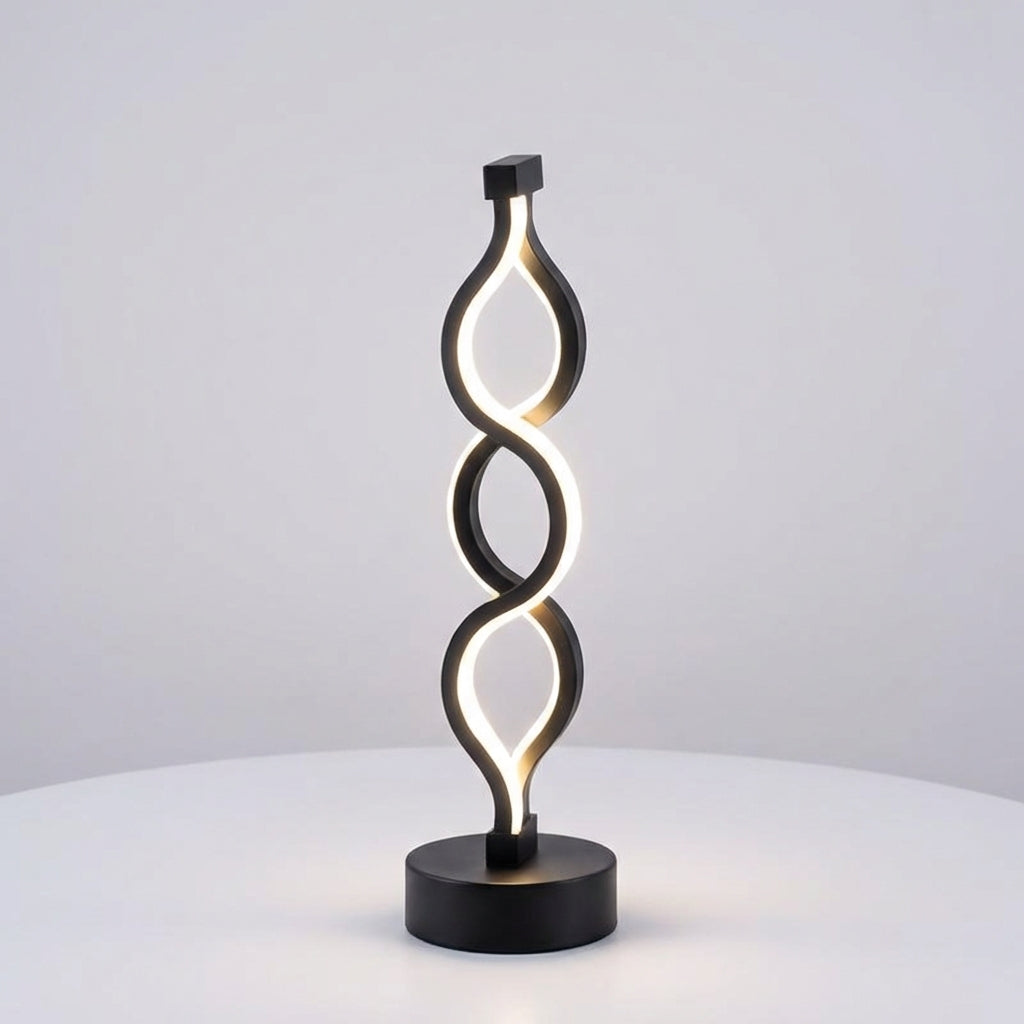 Sculptural Spiral Silhouette Compact Tabletop Warm Glow Table Lamp