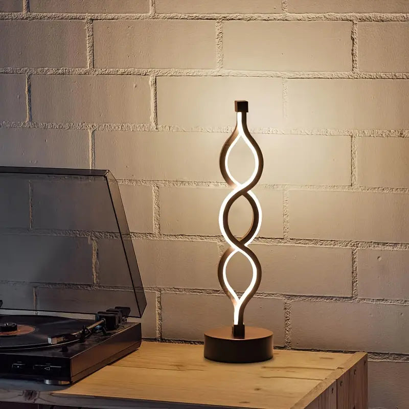 Sculptural Spiral Silhouette Compact Tabletop Warm Glow Table Lamp