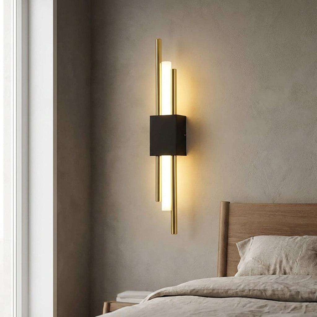 Sculptural Slim Vertical Metal Acrylic Diffuser Wall Light