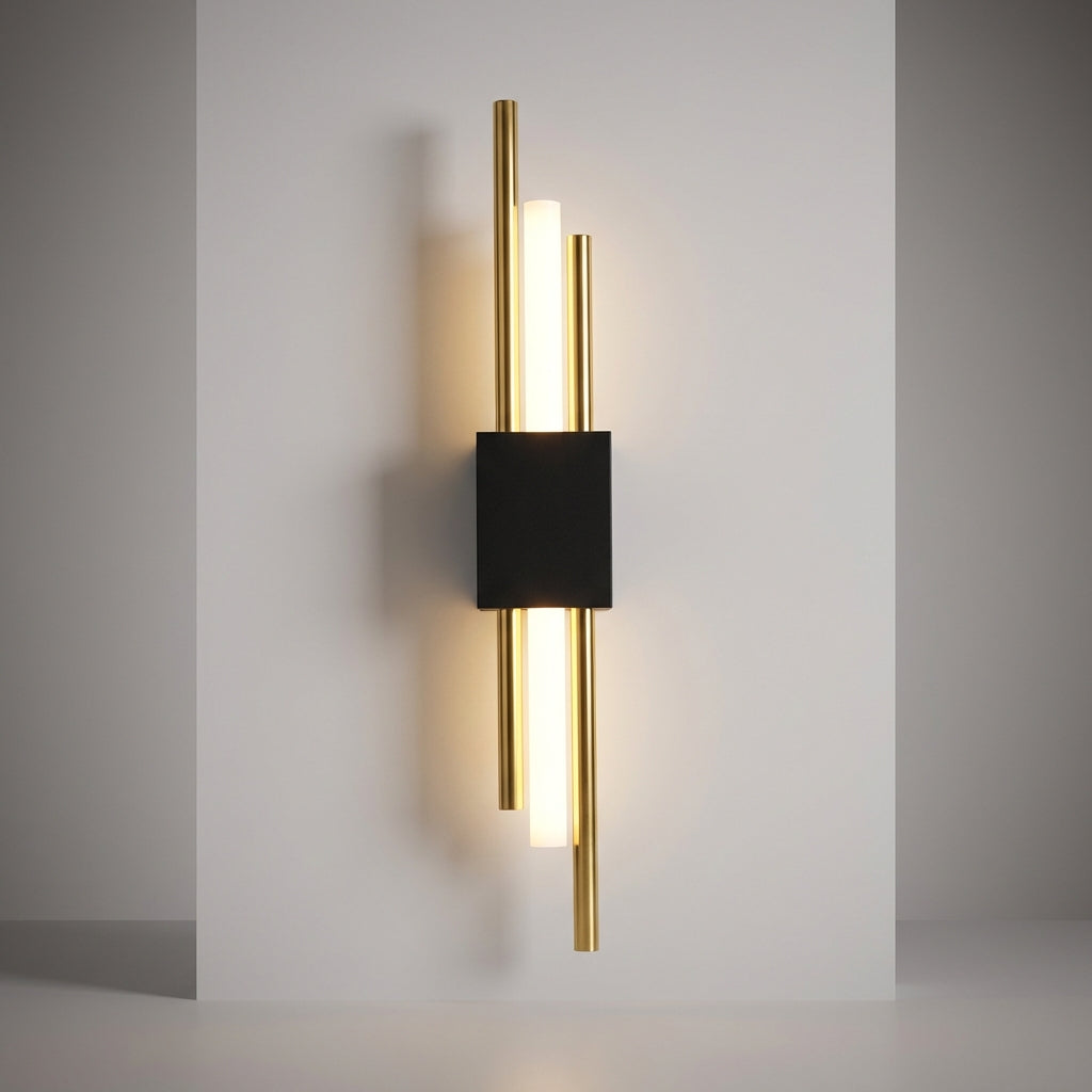 Sculptural Slim Vertical Metal Acrylic Diffuser Wall Light