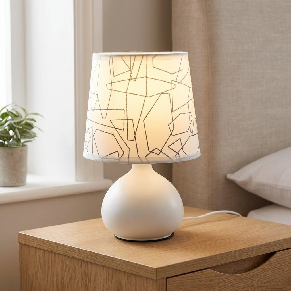 Geometric Molded Shade Compact Round Base USB Table Lamp