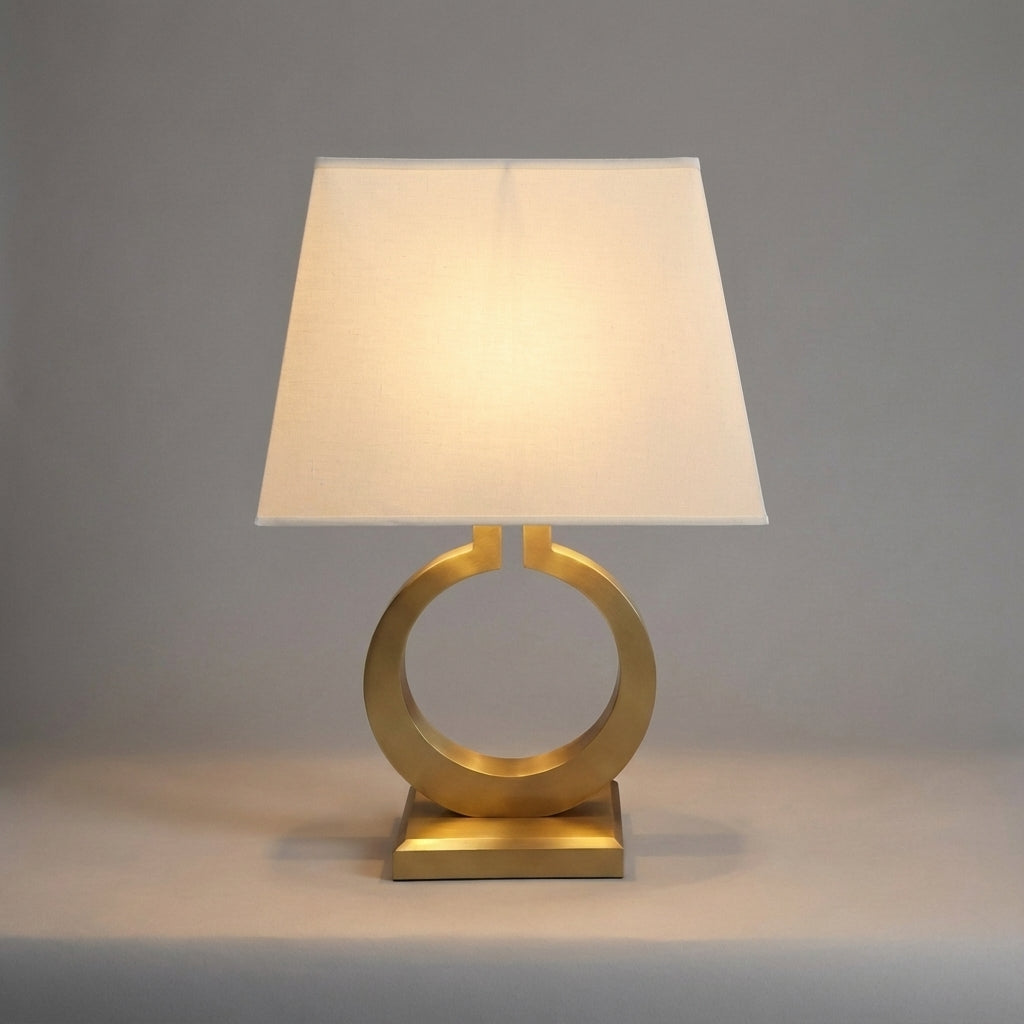 Architectural Villa Inspired Iron Fabric Shade Table Lamp