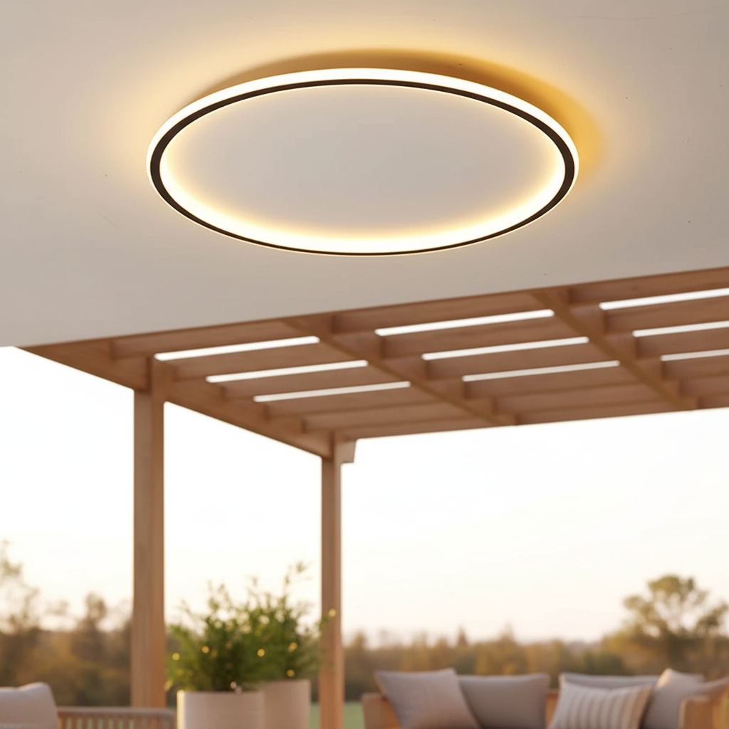 Scandinavian Minimalist Round Aluminium Acrylic Dimmable Ceiling Light