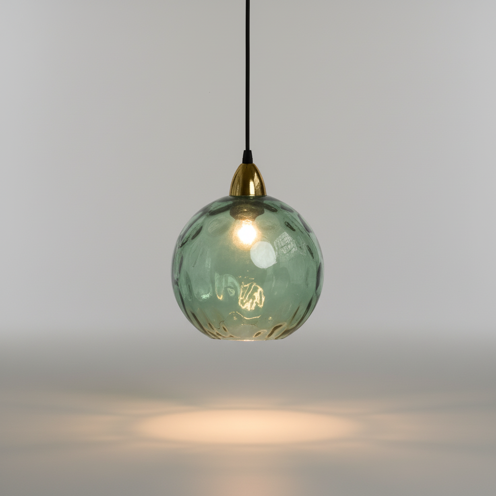 Minimalist Glass Globe Sphere Wrought Iron Pendant Light