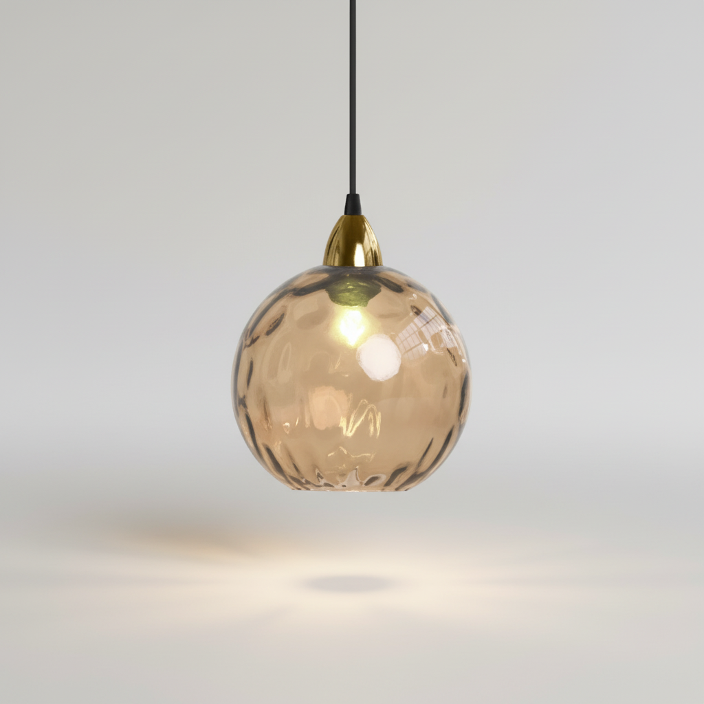 Minimalist Glass Globe Sphere Wrought Iron Pendant Light