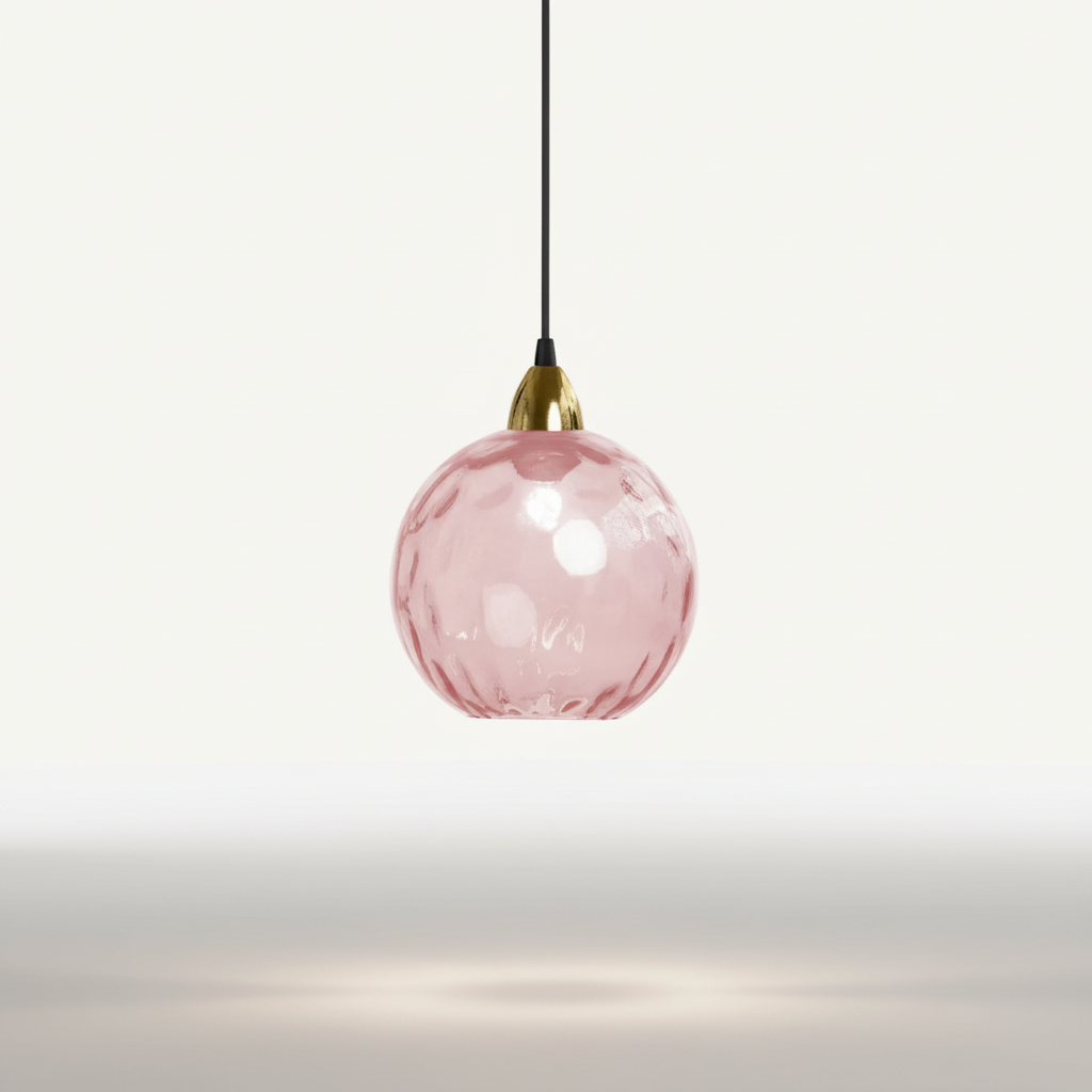 Minimalist Glass Globe Sphere Wrought Iron Pendant Light