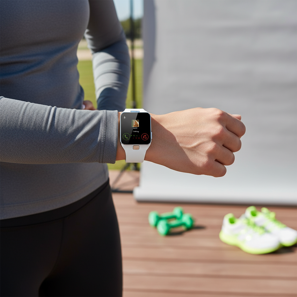 Rectangular Touchscreen Call Answering Smartwatch With Silicone Strap