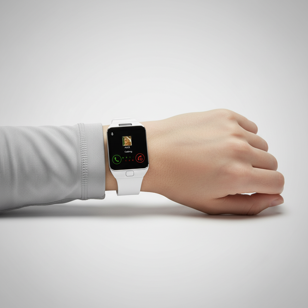Rectangular Touchscreen Call Answering Smartwatch With Silicone Strap
