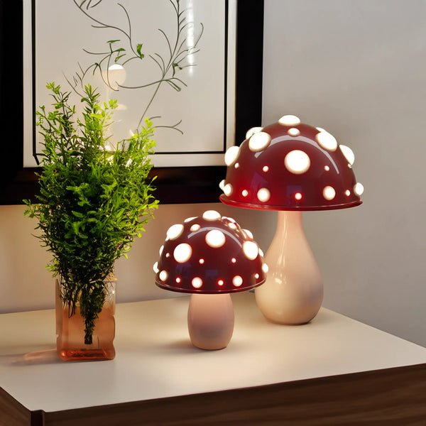 Sculptural Amanita Mushroom Dome Rechargeable Dimmable Table Lamp