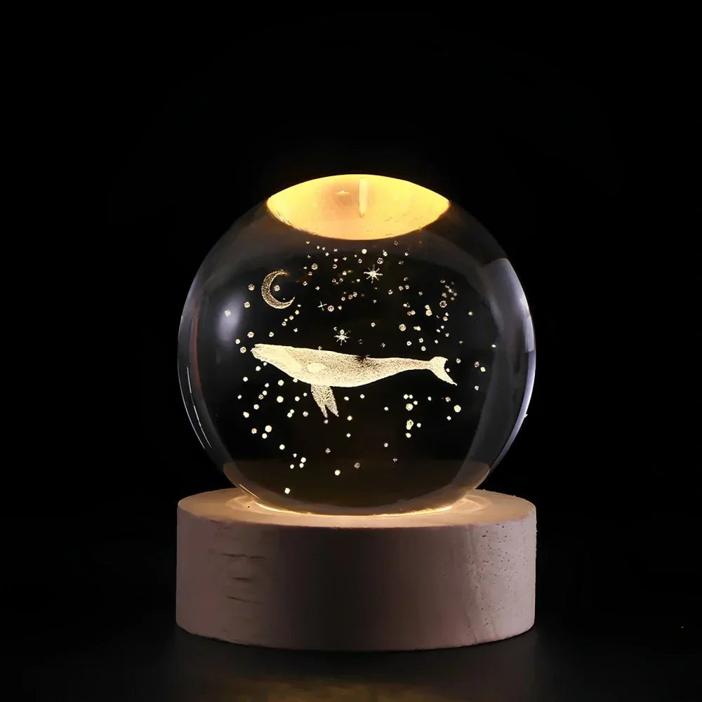 Engraved Crystal Ball Planet Sphere Night Light Table Lamp