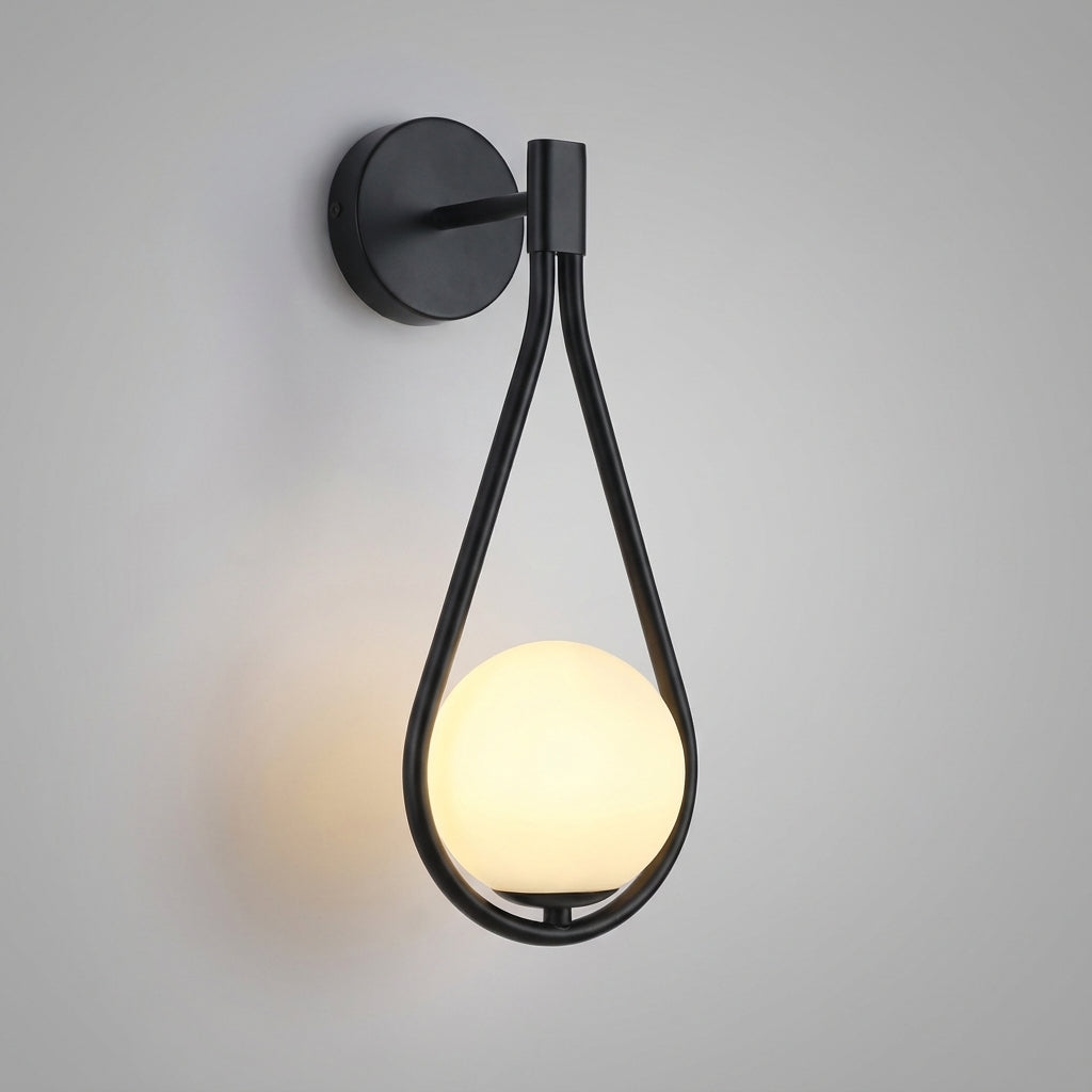 Sculptural Teardrop Globe Iron Glass Wall Light