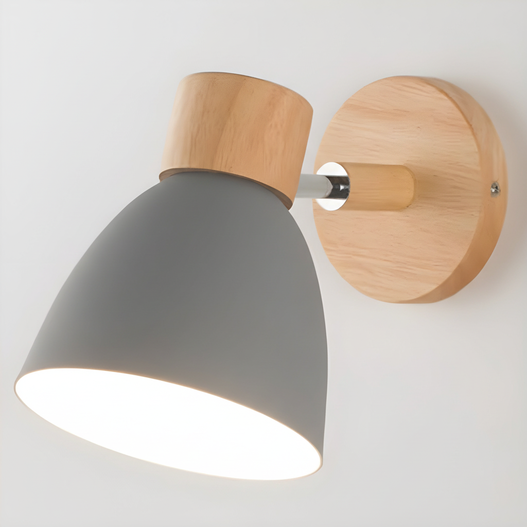 Nordic Wooden Adjustable Head Swing Arm Wall Light