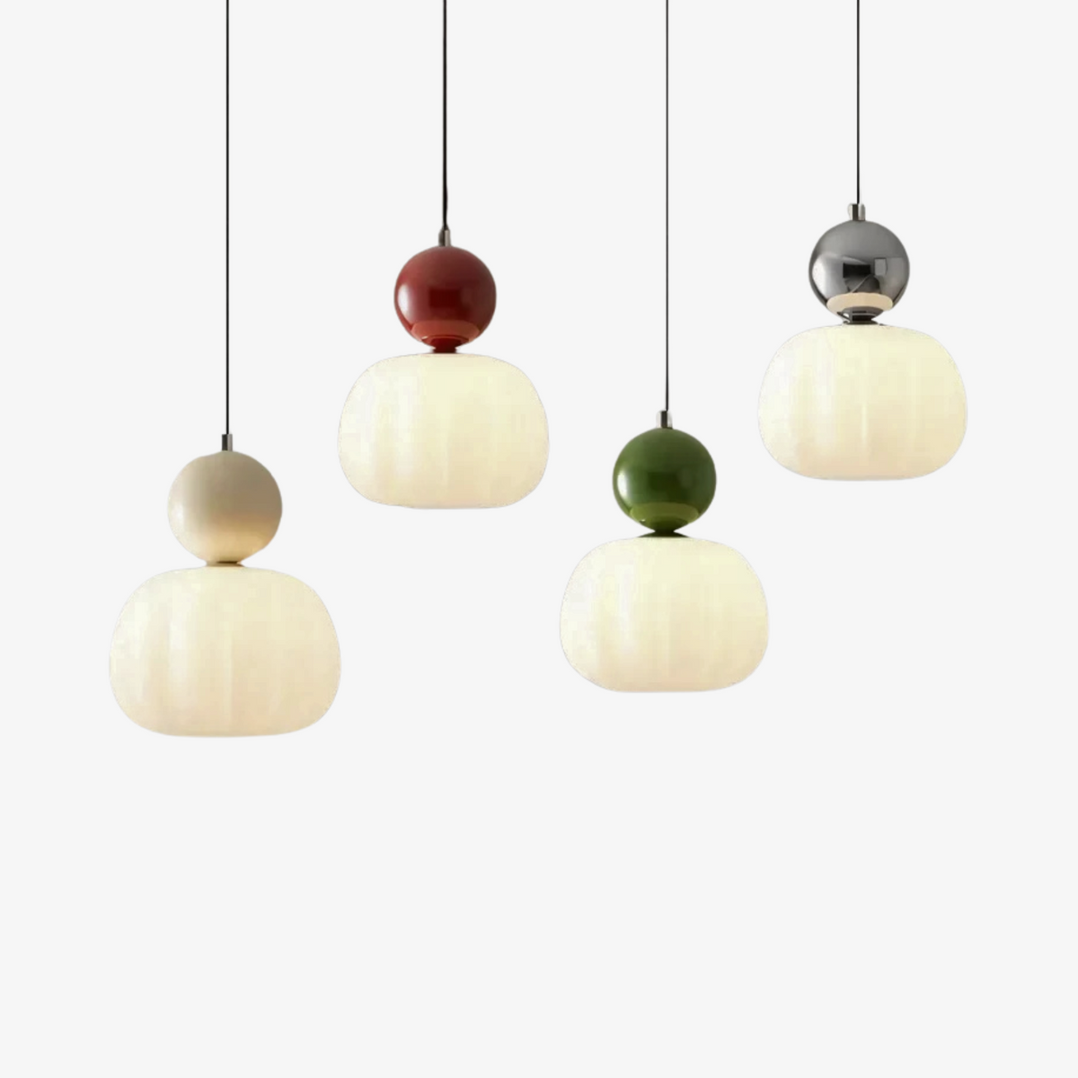 Sculptural Polished Sphere Fluted Acrylic Shade Bauhaus Pendant Light