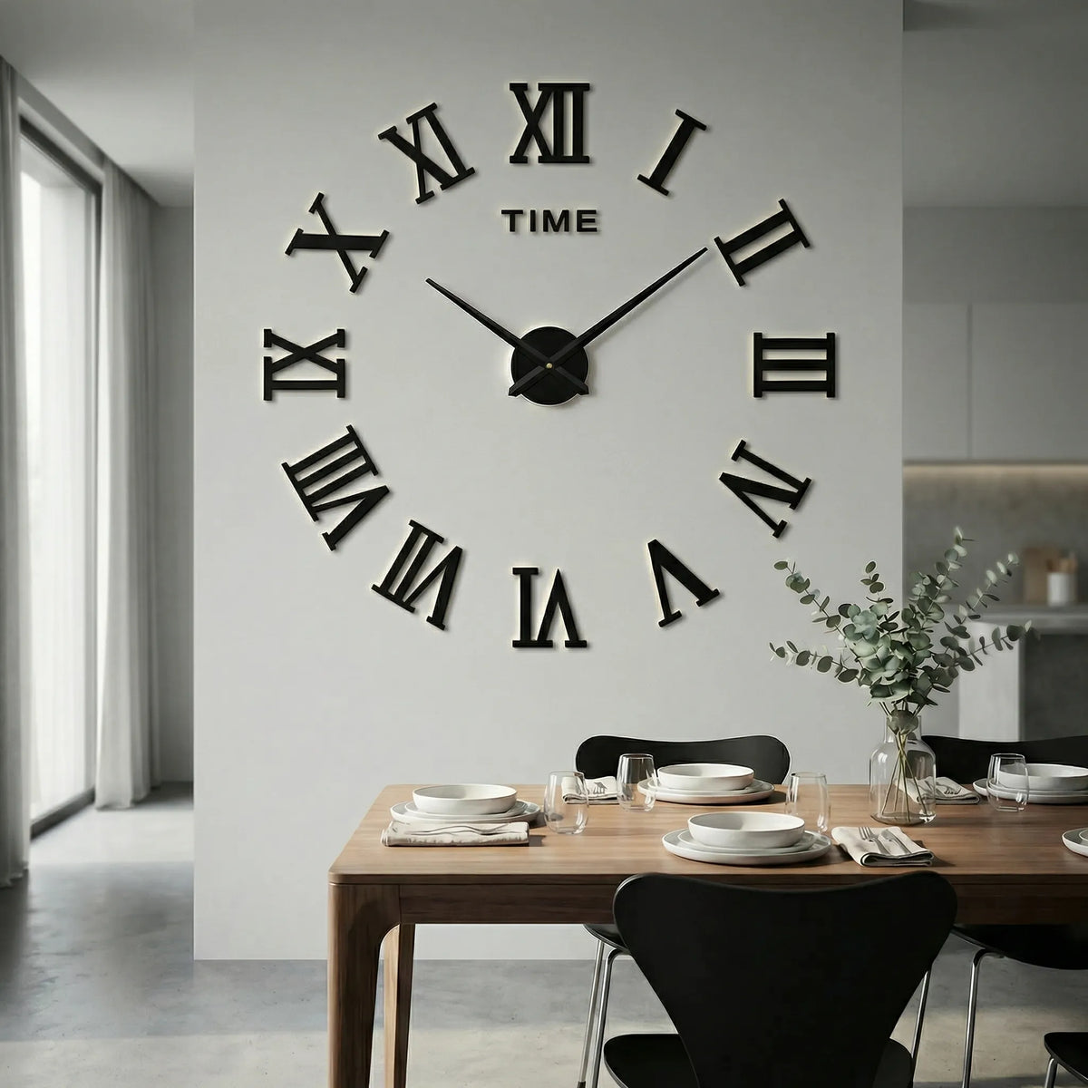 Oversized Minimalist Raised Numeral Silent Quartz Wall Clock
