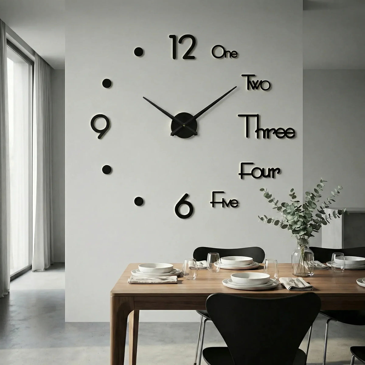 Oversized Minimalist Raised Numeral Silent Quartz Wall Clock