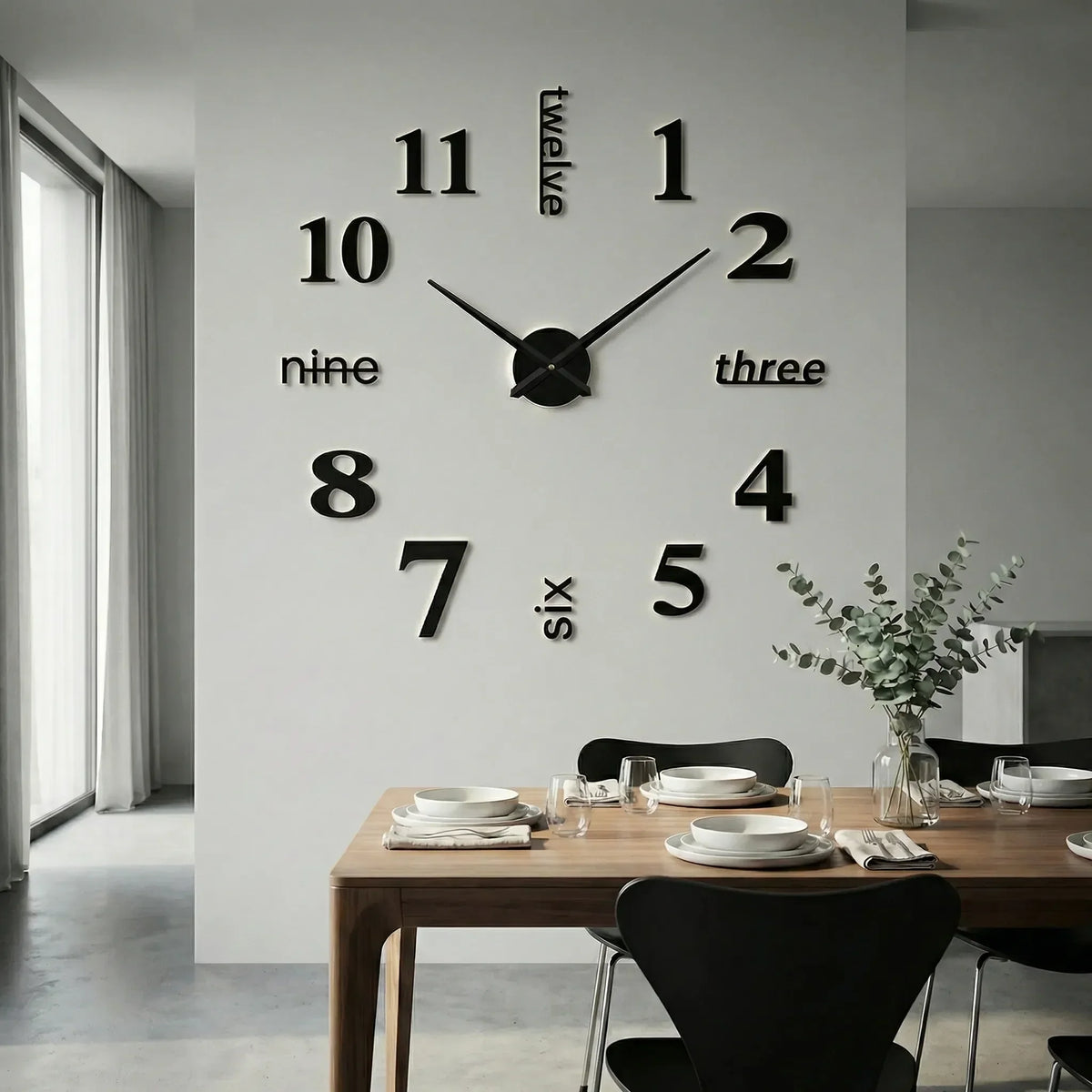 Oversized Minimalist Raised Numeral Silent Quartz Wall Clock