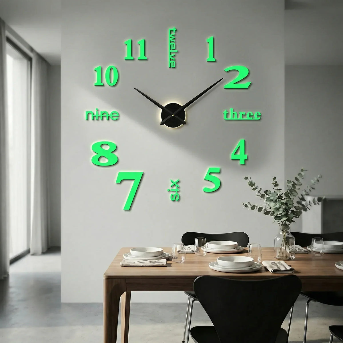 Oversized Minimalist Raised Numeral Silent Quartz Wall Clock
