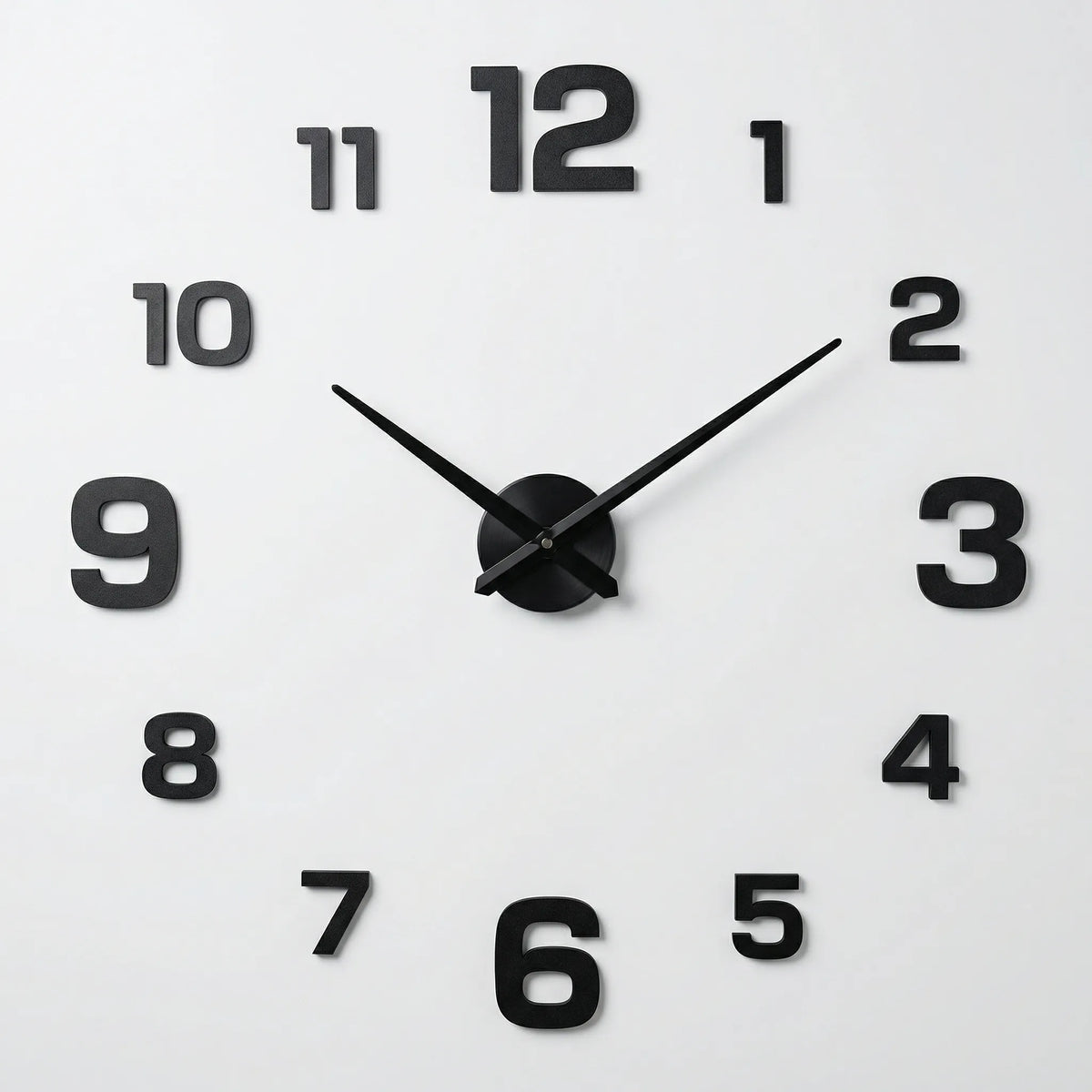 Oversized Minimalist Raised Numeral Silent Quartz Wall Clock