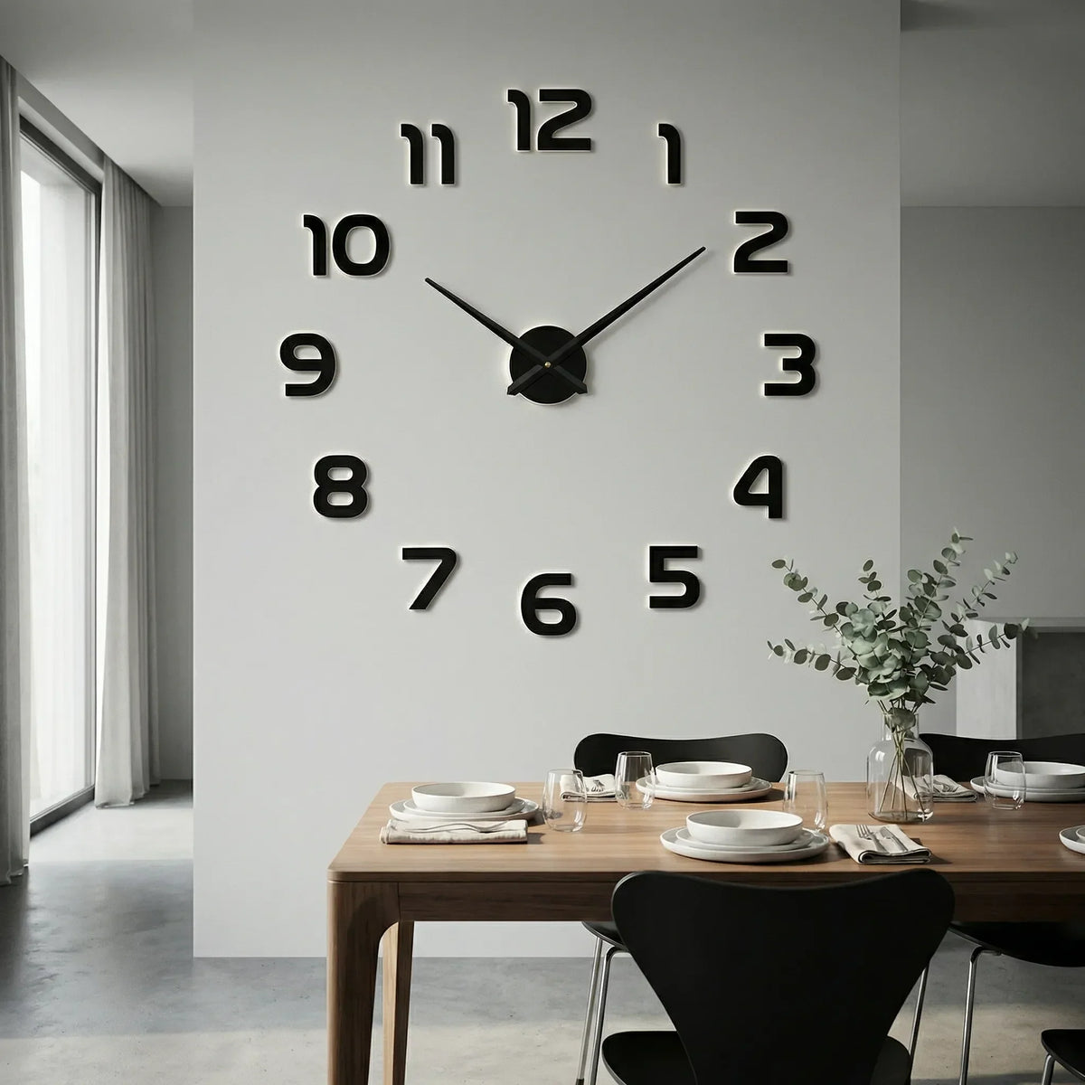 Oversized Minimalist Raised Numeral Silent Quartz Wall Clock
