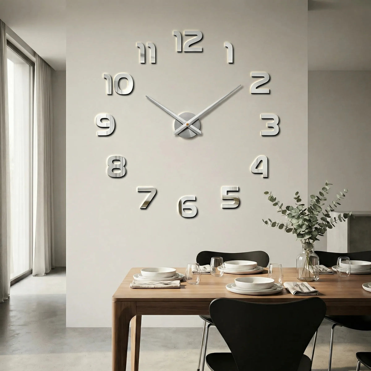 Oversized Minimalist Raised Numeral Silent Quartz Wall Clock