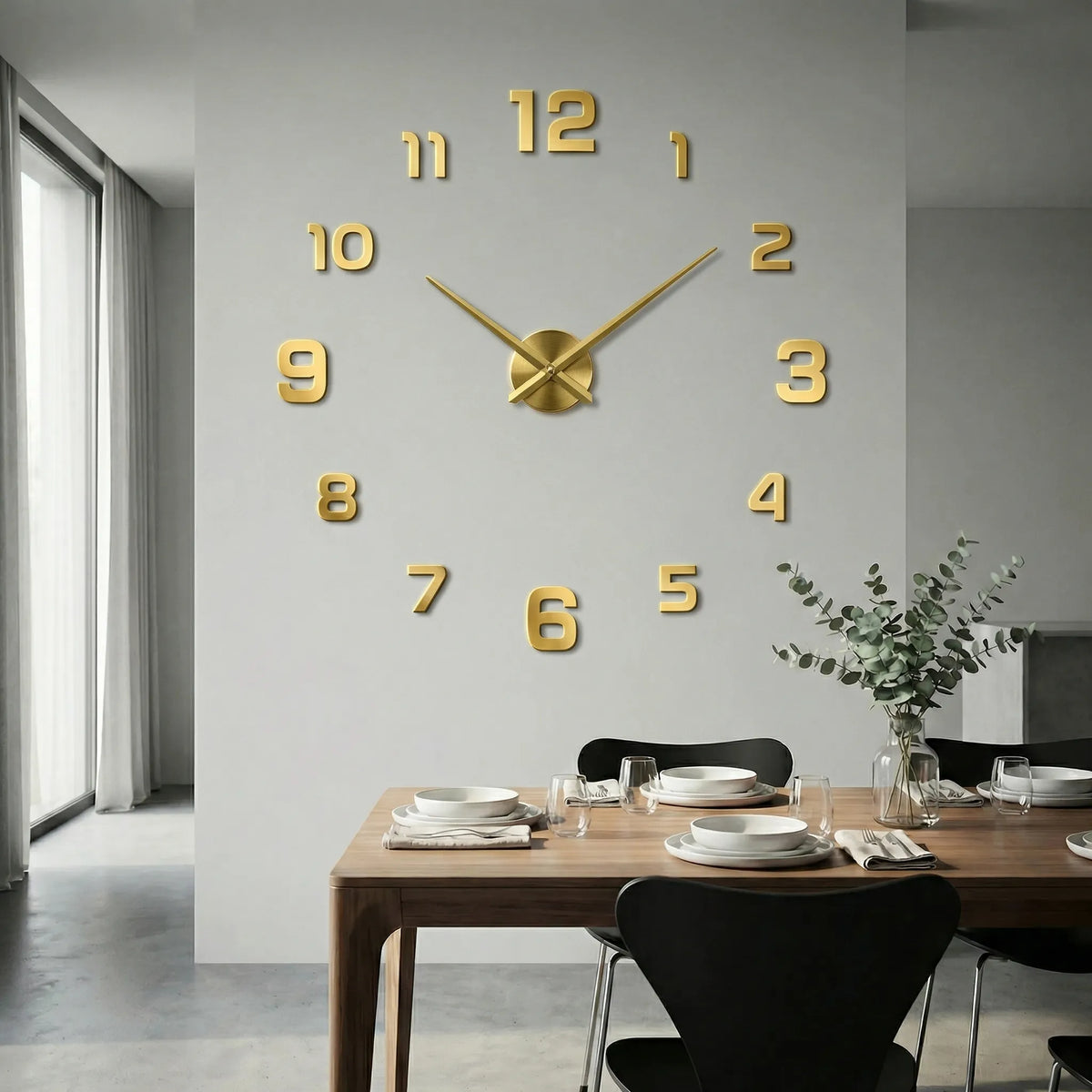Oversized Minimalist Raised Numeral Silent Quartz Wall Clock