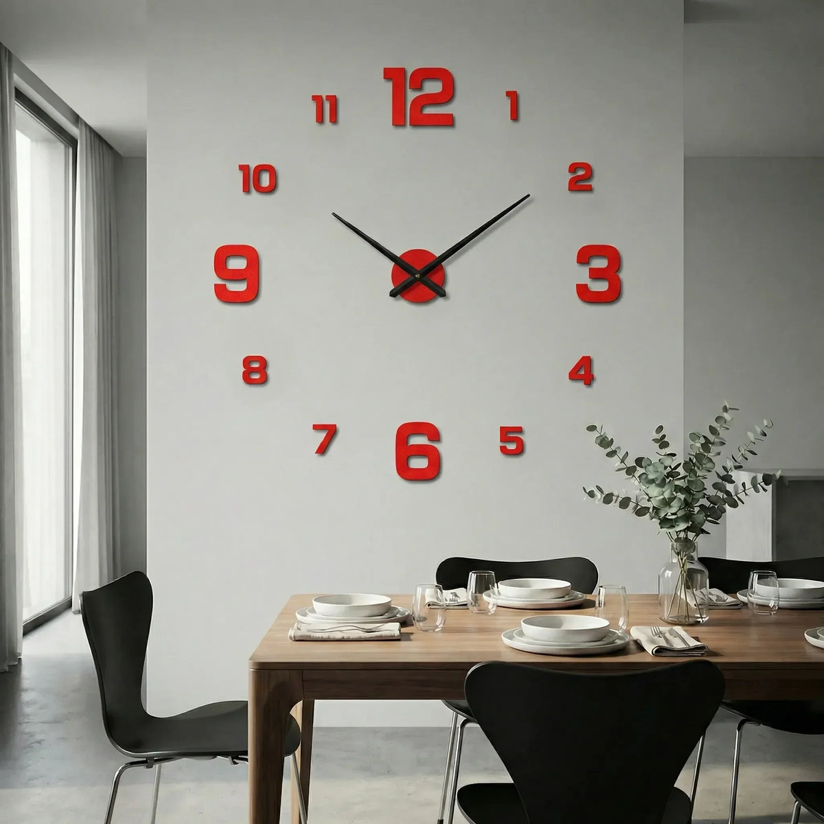 Oversized Minimalist Raised Numeral Silent Quartz Wall Clock