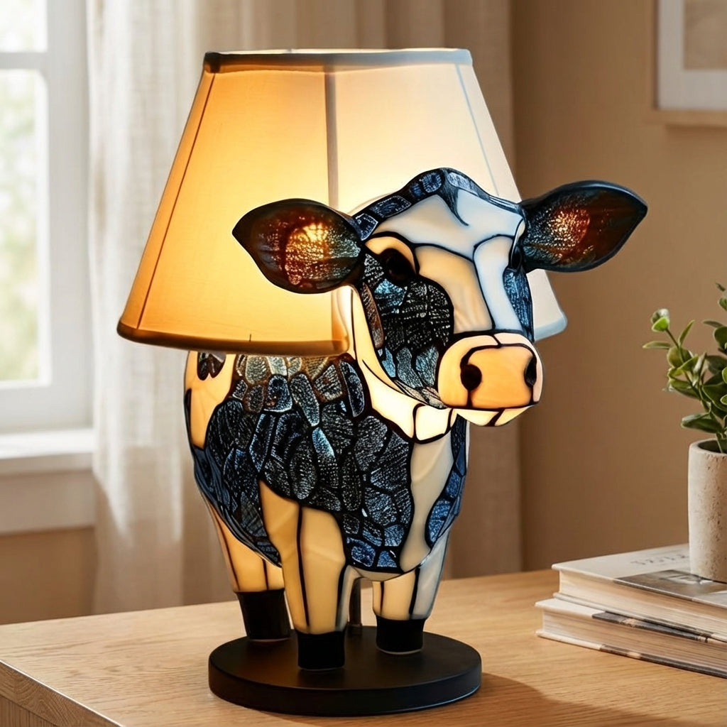 Playful Cow Silhouette Resin Nightlight Portable Table Lamp
