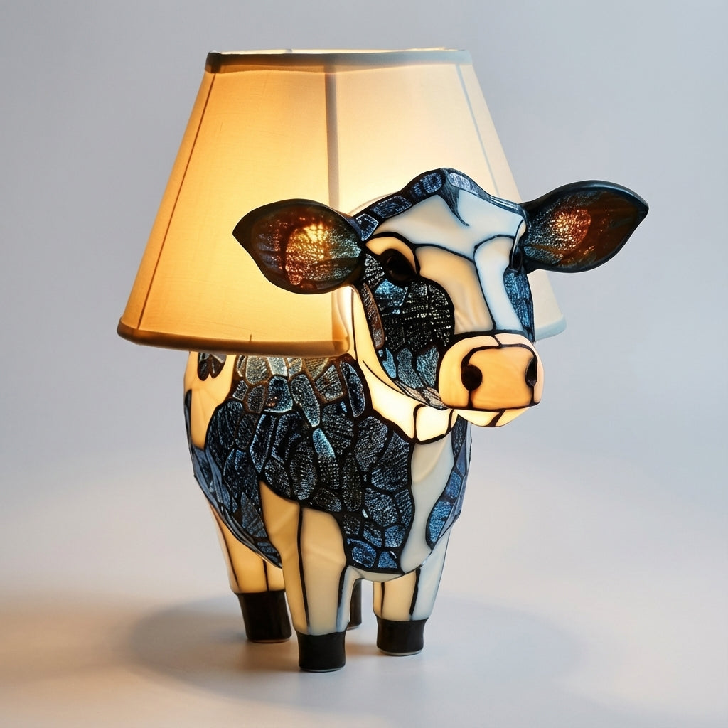 Playful Cow Silhouette Resin Nightlight Portable Table Lamp