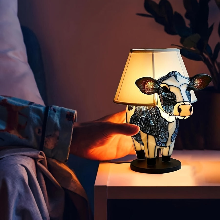 Playful Cow Silhouette Resin Nightlight Portable Table Lamp