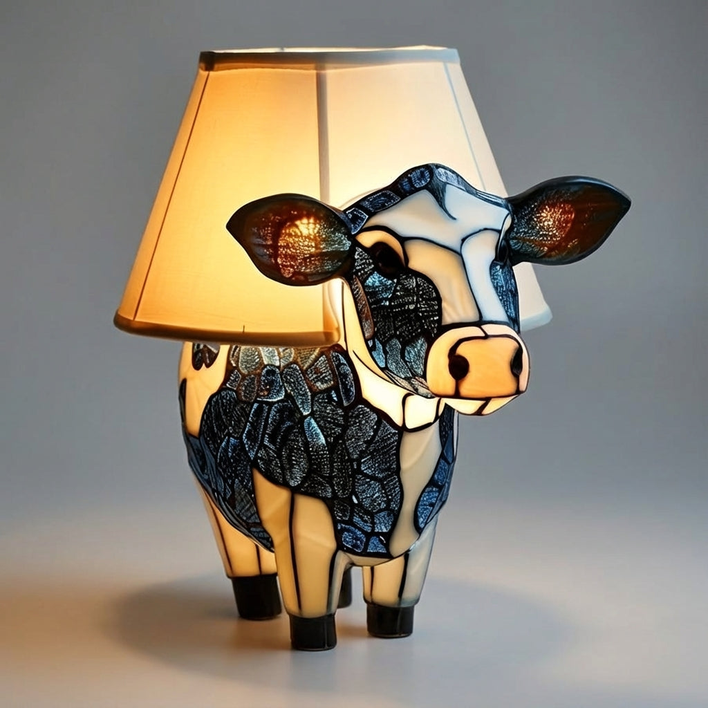 Playful Cow Silhouette Resin Nightlight Portable Table Lamp